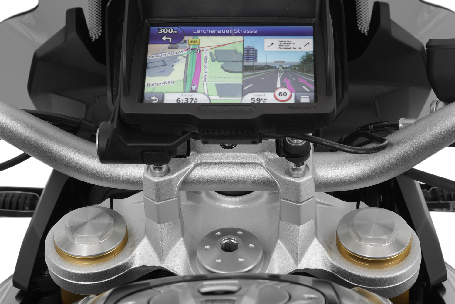 Wunderlich 20 mm handlebar riser for BMW F 850 GS. Better handling and direct riding experience, individual sitting position, more comfort.
