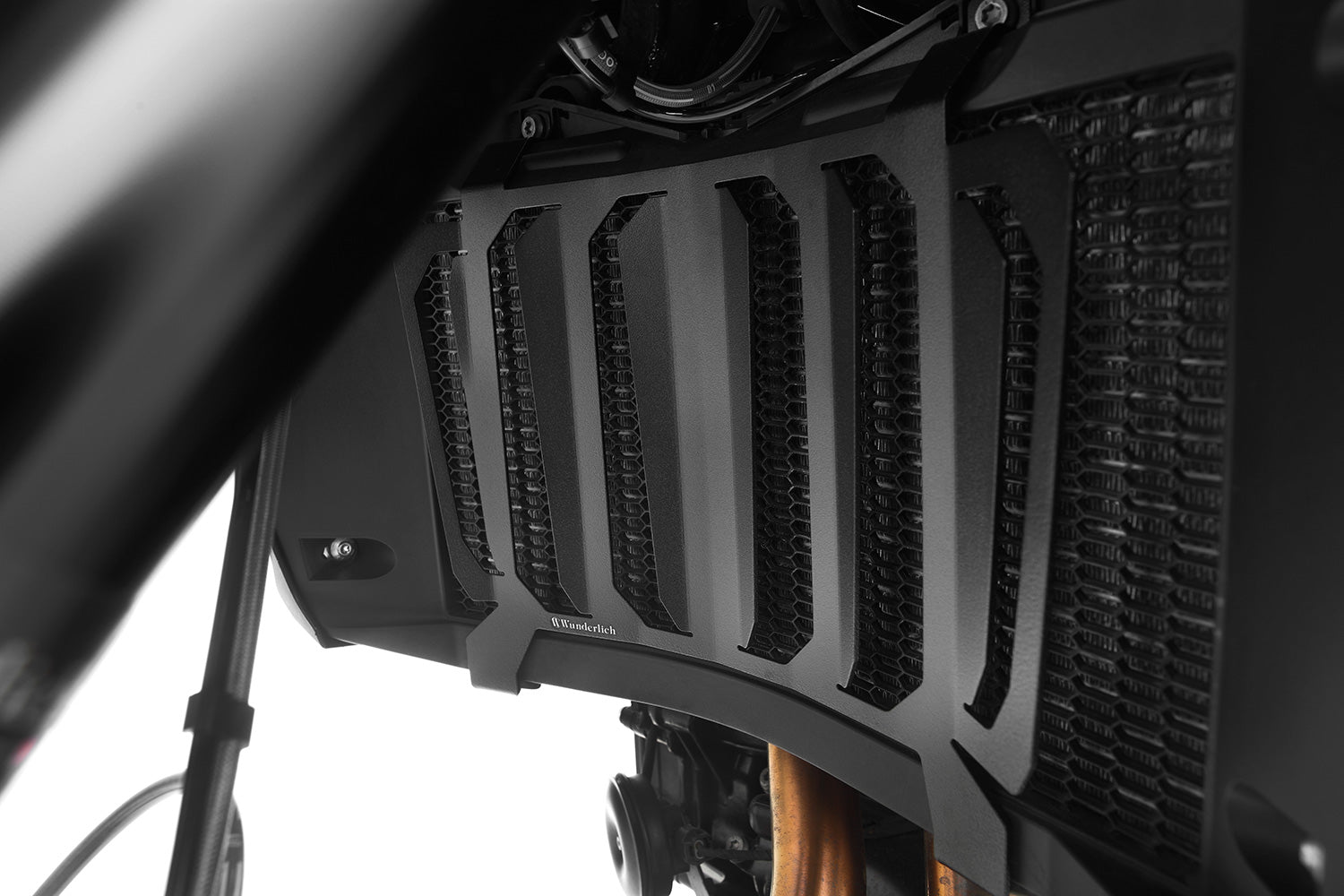 Wunderlich wradiator protection for the BMW F 750|850 GS. Finely meshed stainless steel grilles protect the cooler from dirt and damag