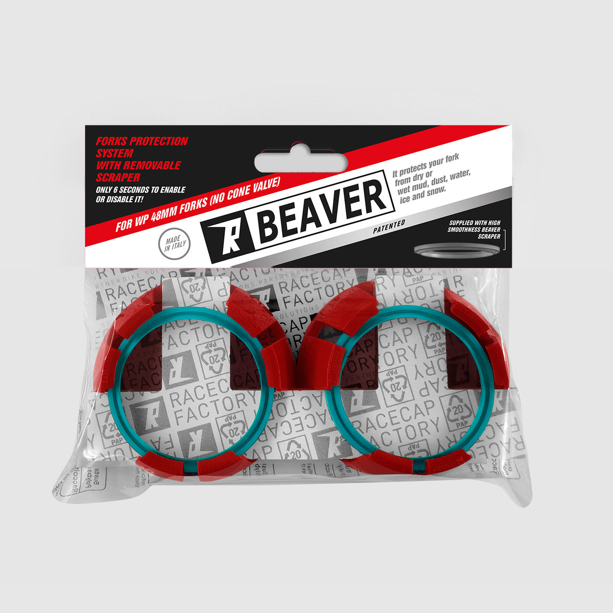 RaceCap - Beaver - Forks Mud Scraper for ALL WP 48mm Forks (No Cone Valve)