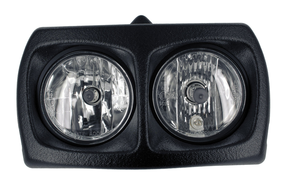 This double headlight for the R 850 | 1150 GS gives a clever transition from the square headlight coverto the deep-set round headlights.