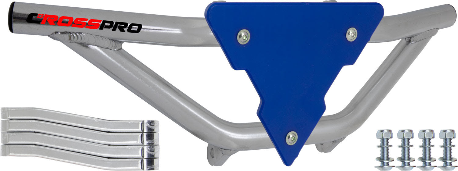 Crosspro - Front Bumper Gliese For Can Am (BRP) DS 450-Polish Tubo / Blue Plate