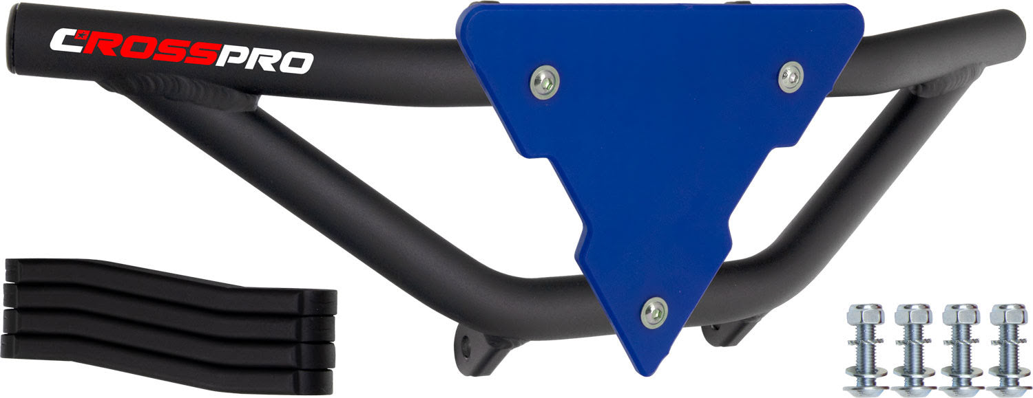 Crosspro - Front Bumper Gliese For Yamaha YFM 250 Raptor-Textured Black Tube / Blue Plate