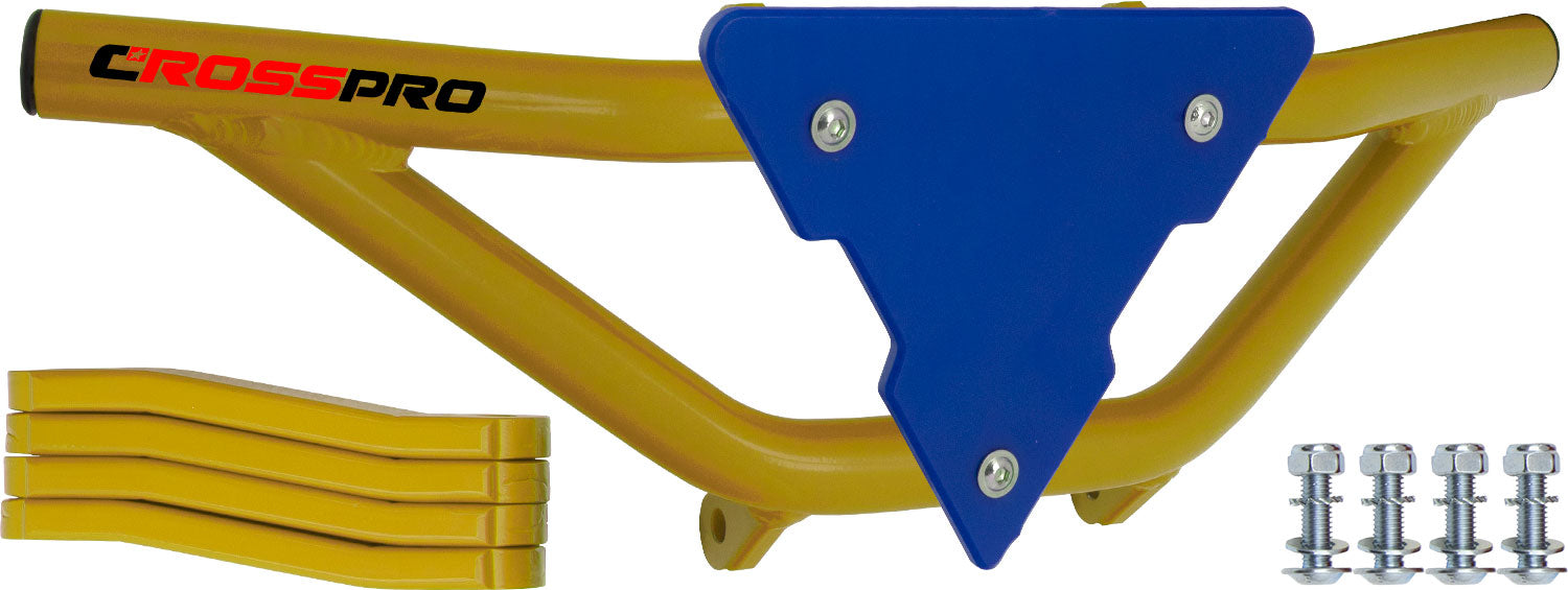 Crosspro - Front Bumper Gliese For Yamaha YFM 250 Raptor-Yellow Tube / Blue Plate