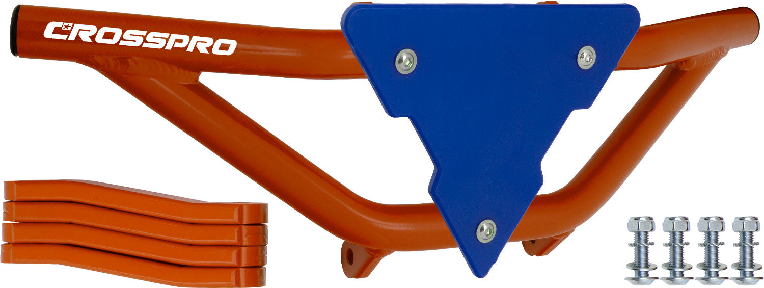 Crosspro - Front Bumper Gliese For Yamaha YFM 660 Raptor-Orange Tube / Blue Plate