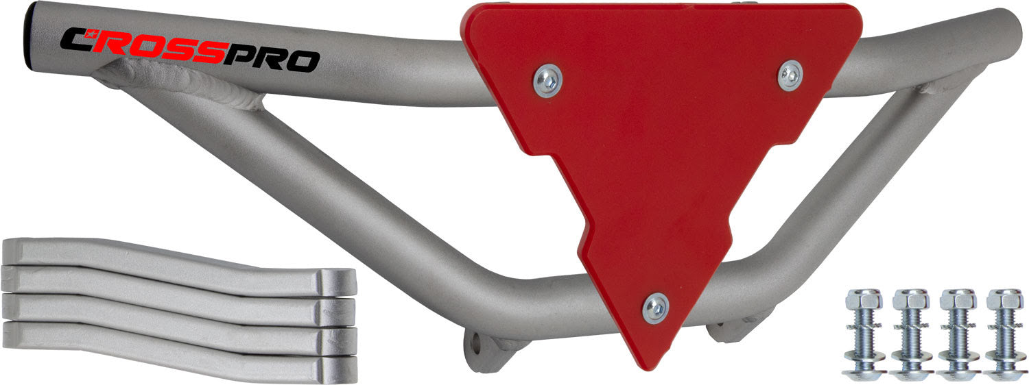 Crosspro - Front Bumper Gliese For Can Am (BRP) DS 450-Ice Polish Tube / Red Plate