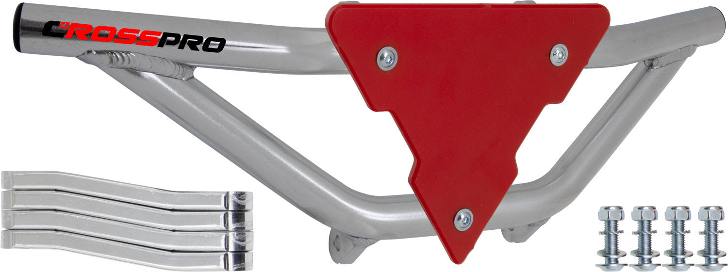 Crosspro - Front Bumper Gliese For Can Am (BRP) DS 450-Polish Tubo / Red Plate