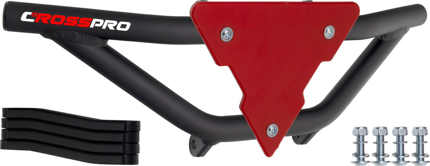 Crosspro - Front Bumper Gliese For Can Am (BRP) DS 450-Textured Black Tube / Red Plate
