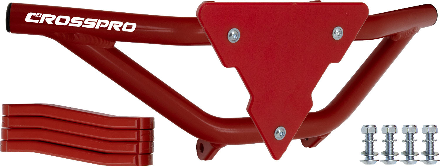 Crosspro - Front Bumper Gliese For Arctic Cat 400 DVX, Honda TRX 400, Honda TRX 450, Honda TRX 400, Kawasaki KFX 400, Suzuki LT-Z 400-Red Tube / Red Plate