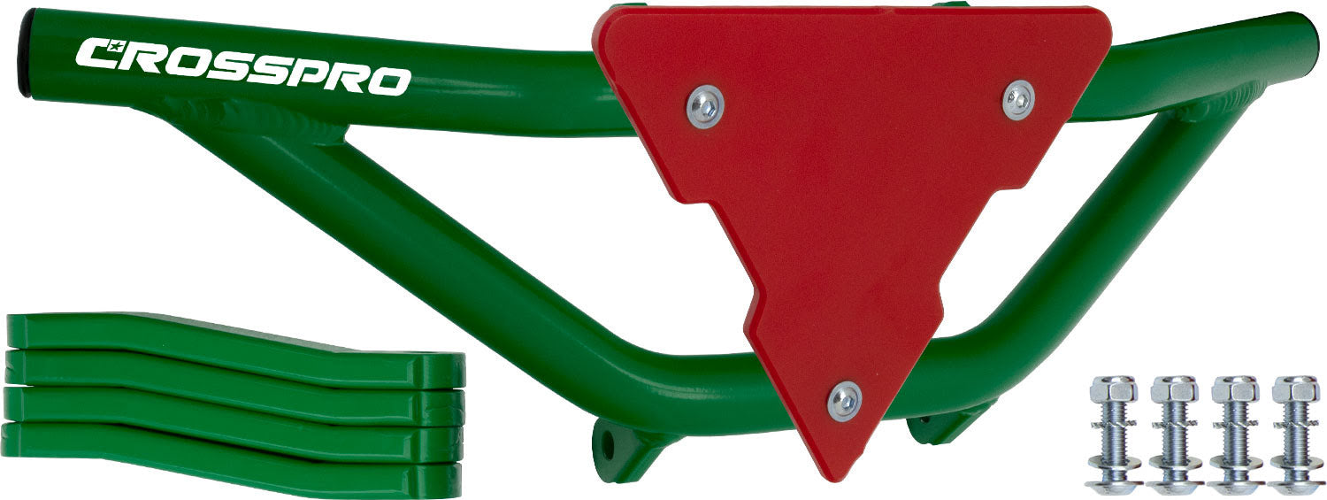 Crosspro - Front Bumper Gliese For Adly Herkules 500 S-Green Tube / Red Plate