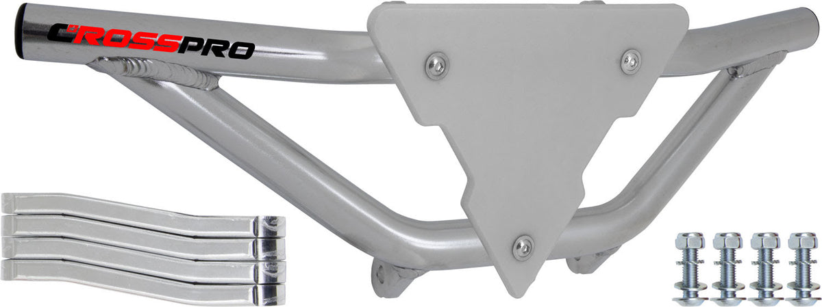 Crosspro - Front Bumper Gliese For Suzuki LT-R 450-Polish Tubo / White Plate