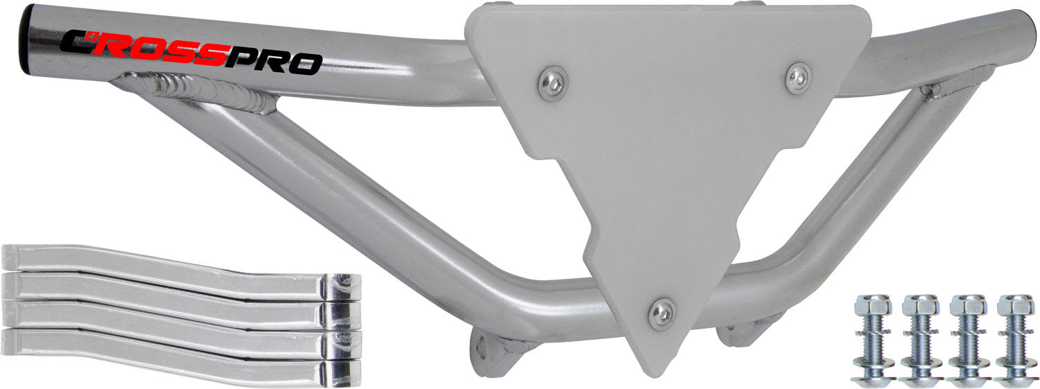 Crosspro - Front Bumper Gliese For Can Am (BRP) DS 450-Polish Tubo / White Plate