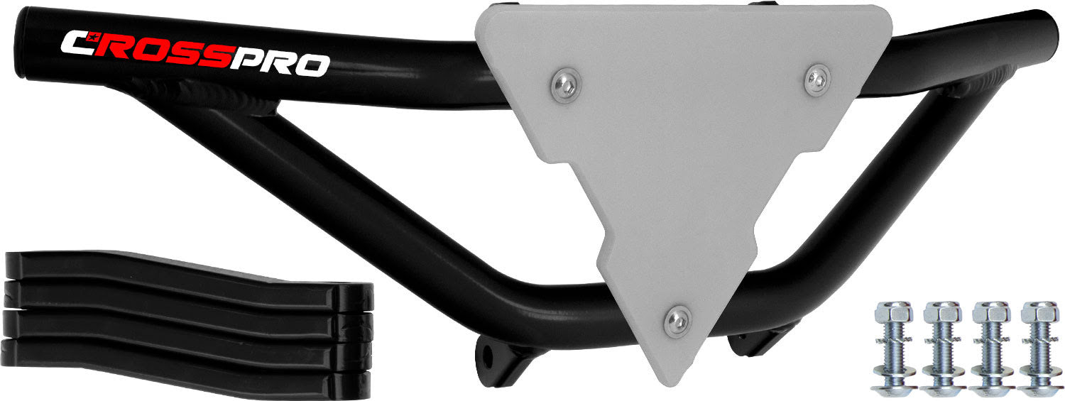 Crosspro - Front Bumper Gliese For Yamaha YFM 350 Warrior-Black Tube / White Plate