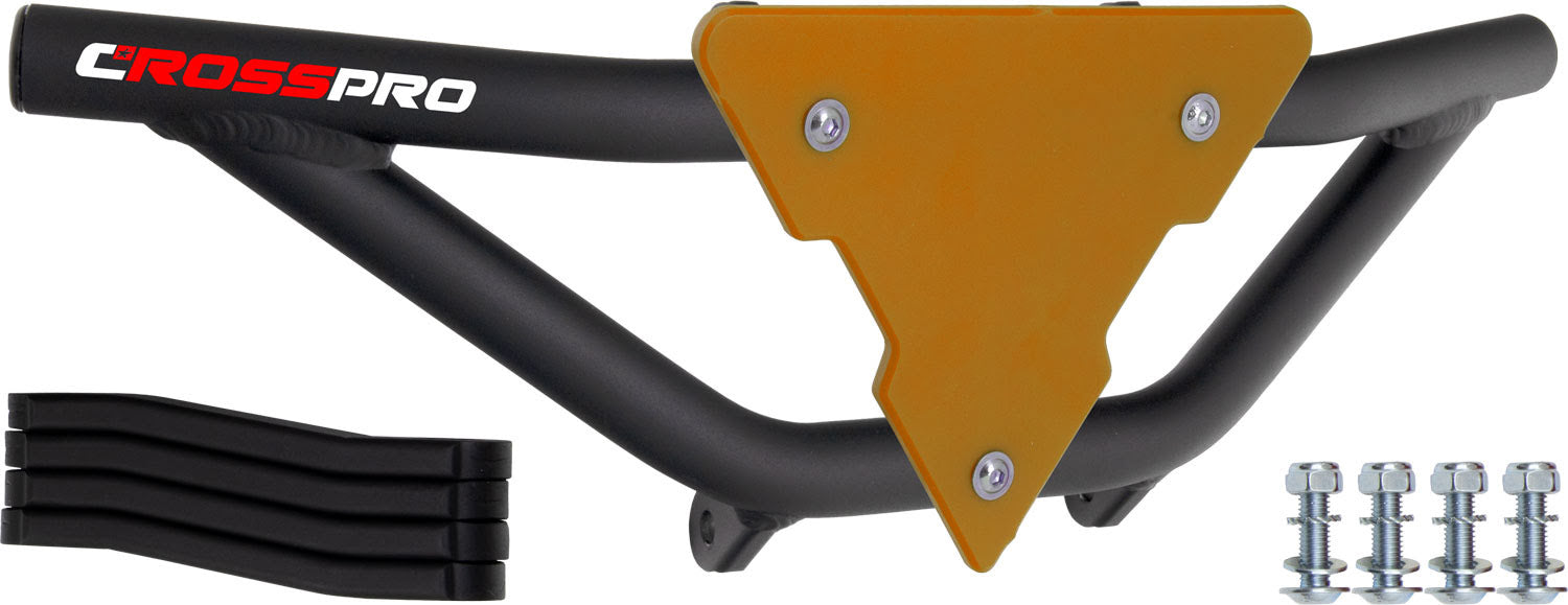 Crosspro - Front Bumper Gliese For Yamaha YFM 350 Raptor-Textured Black Tube / Yellow Plate