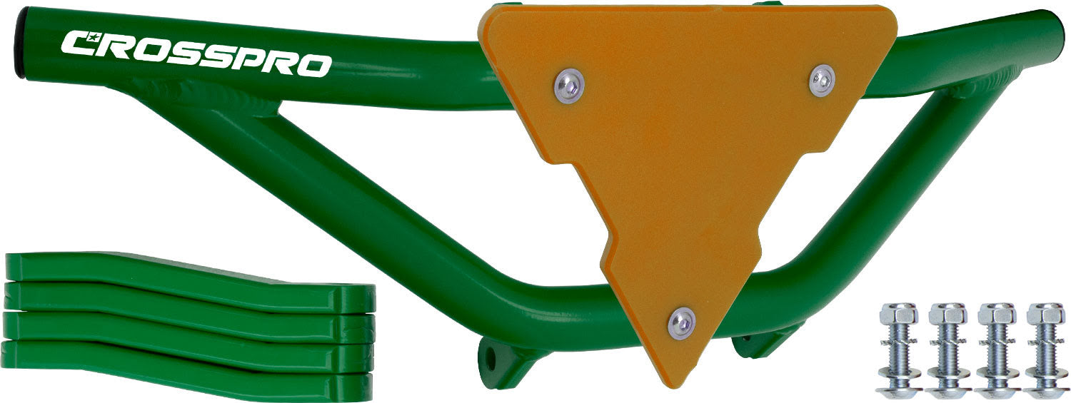 Crosspro - Front Bumper Gliese For Yamaha YFM 350 Raptor-Green Tube / Yellow Plate