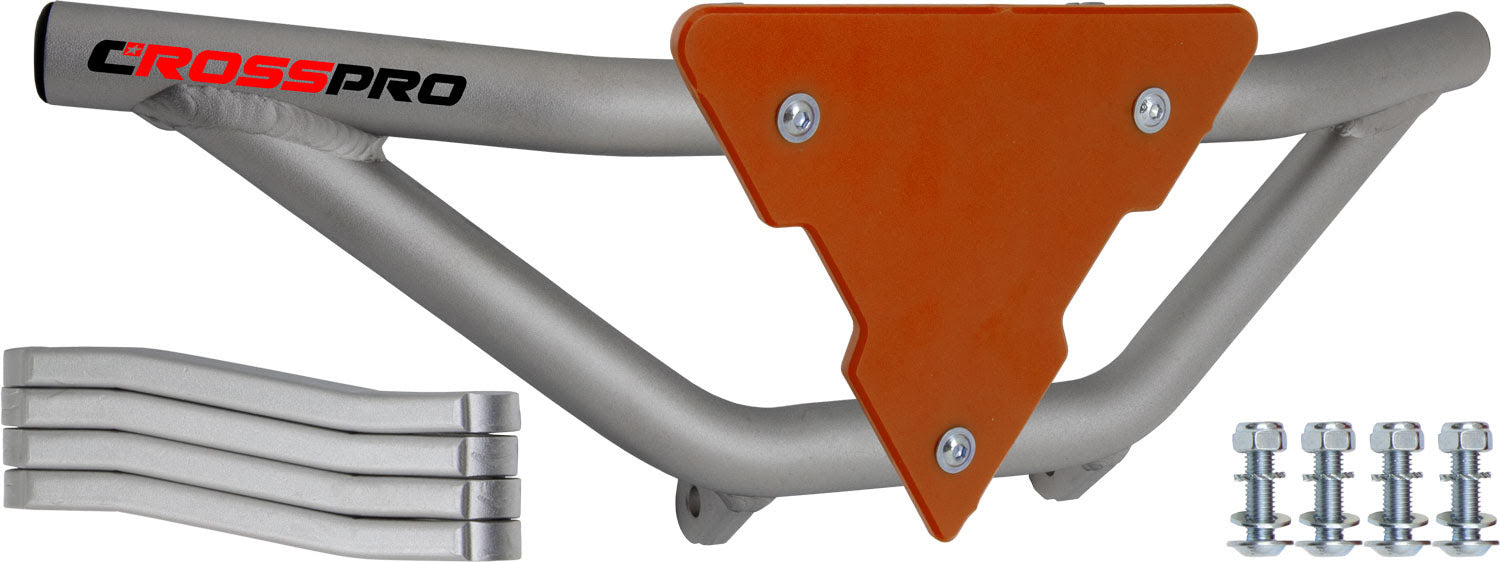 Crosspro - Front Bumper Gliese For Can Am (BRP) DS 450-Ice Polish Tube / Orange Plate