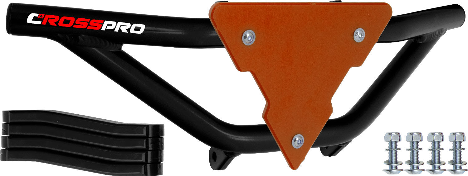 Crosspro - Front Bumper Gliese For Yamaha YFM 660 Raptor-Black Tube / Orange Plate