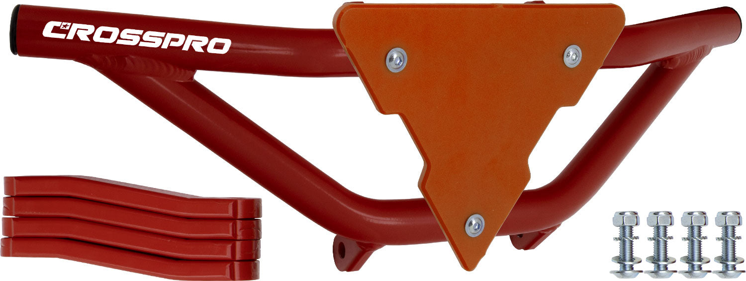 Crosspro - Front Bumper Gliese For Yamaha YFM 700 Raptor-Red Tube / Orange Plate