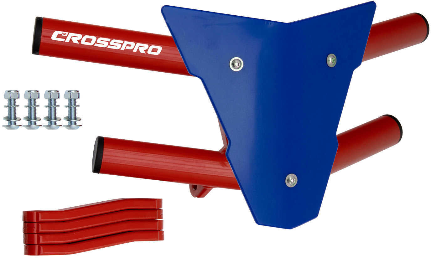 Crosspro - Front Bumper Waspe For Yamaha YFM 350 Raptor-Red Tube / Blue Plate