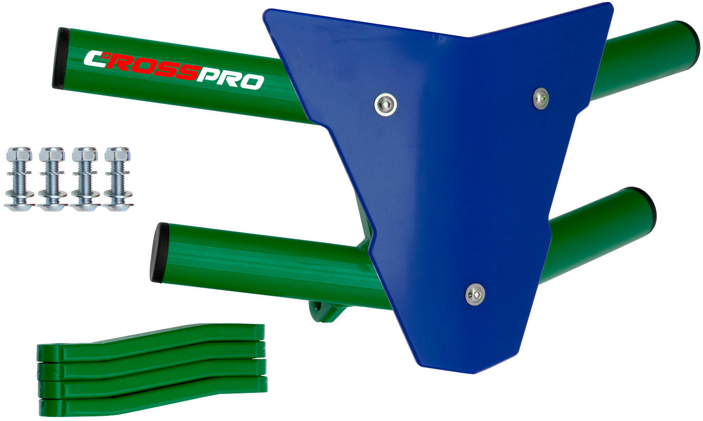 Crosspro - Front Bumper Waspe For Yamaha YFM 350 Raptor-Green Tube / Blue Plate