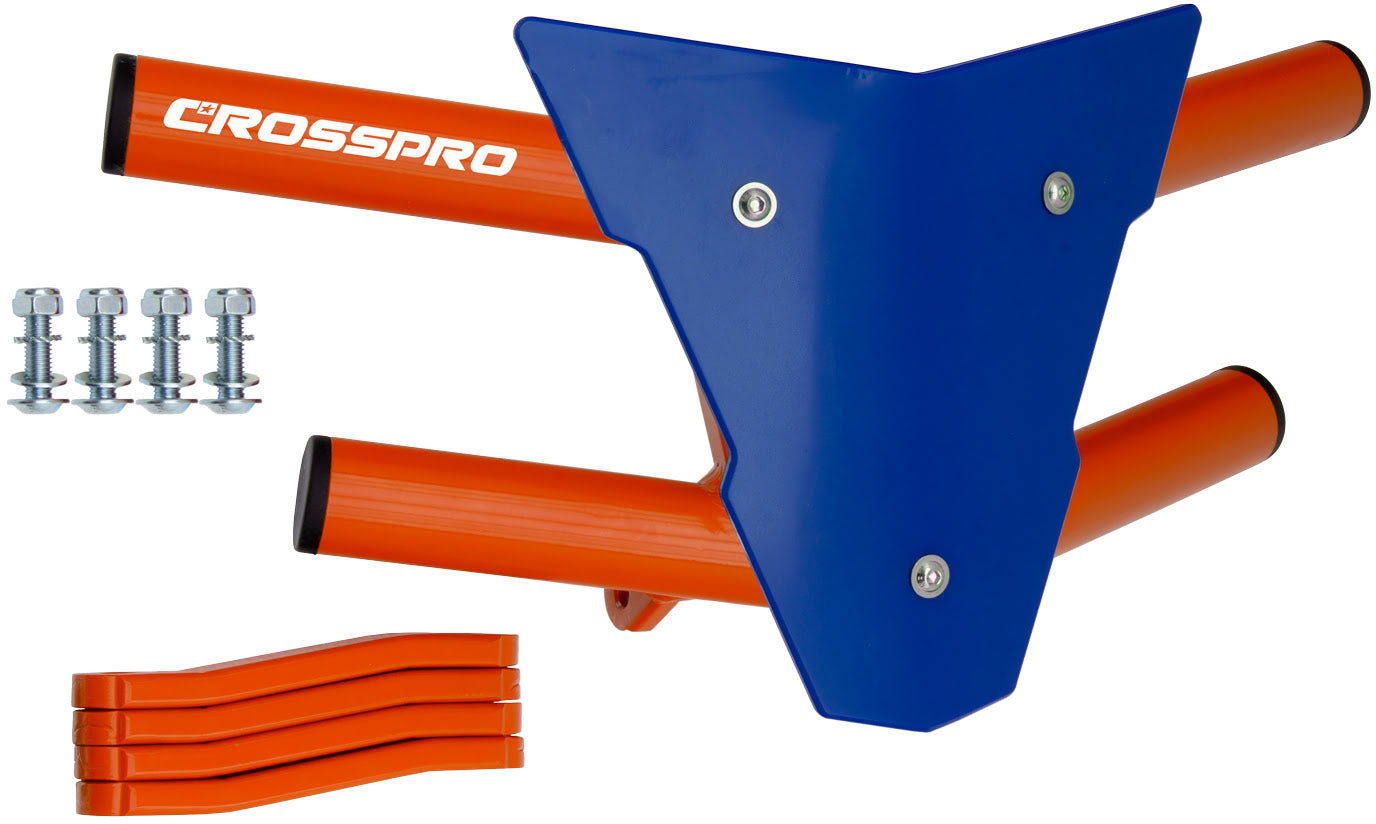 Crosspro - Front Bumper Waspe For Yamaha YFM 350 Raptor-Orange Tube / Blue Plate