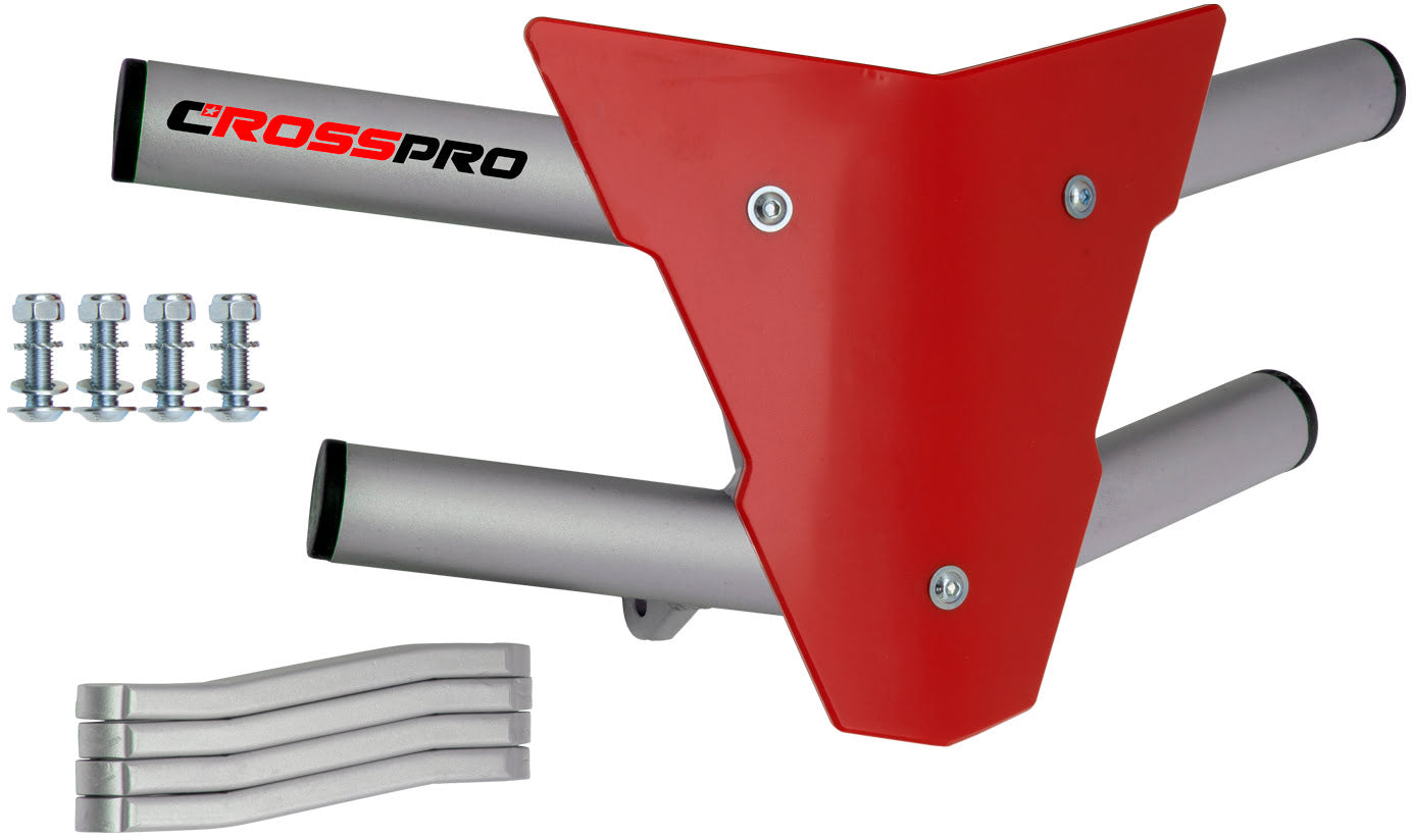 Crosspro - Front Bumper Waspe For Yamaha YFM 350 Raptor-Ice Polish Tube / Red Plate