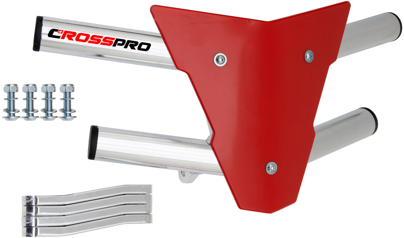 Crosspro - Front Bumper Waspe For Yamaha YFM 350 Raptor-Polish Tubo / Red Plate