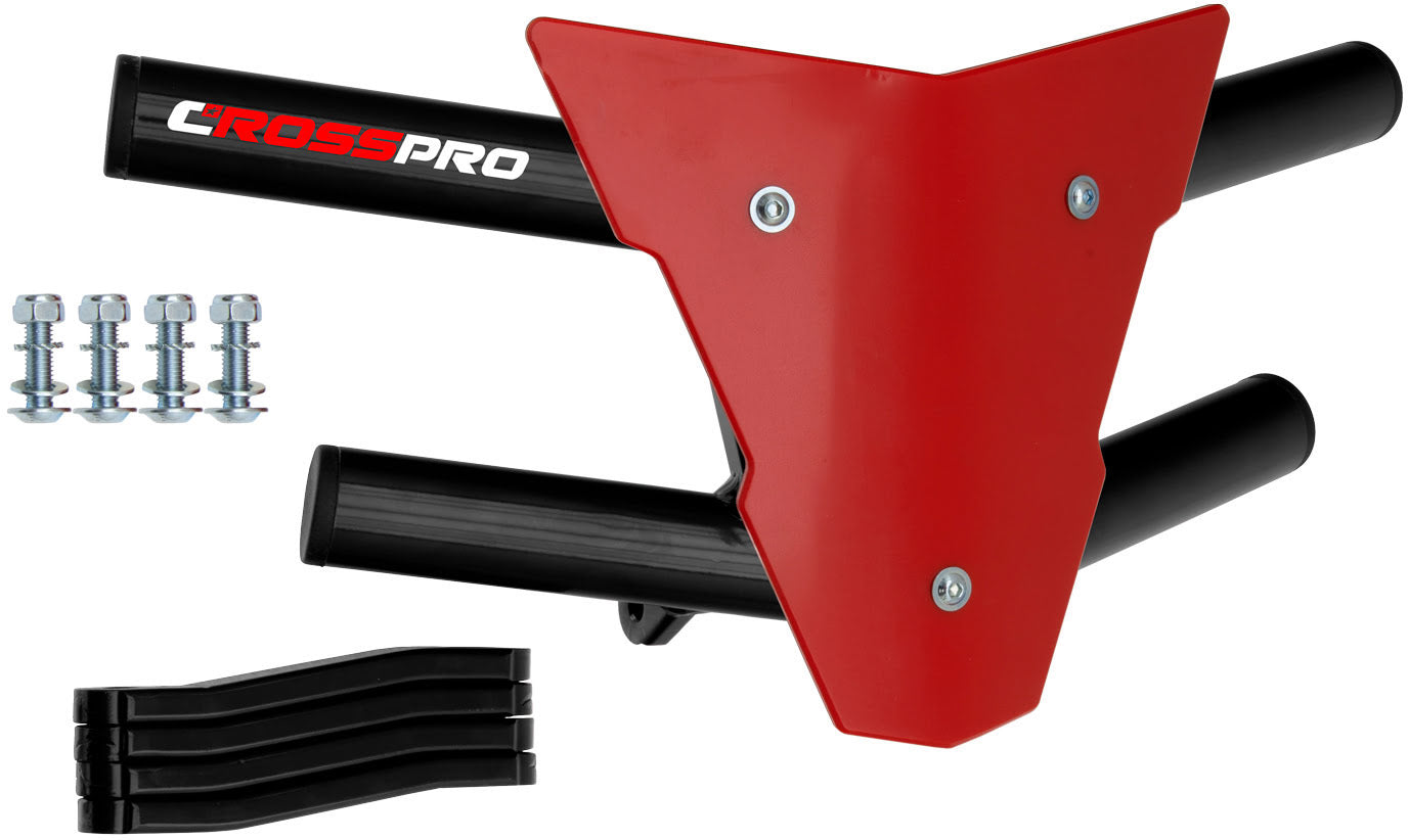Crosspro - Front Bumper Waspe For Yamaha YFM 350 Raptor-Black Tube / Red Plate