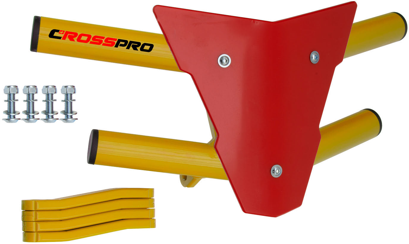 Crosspro - Front Bumper Waspe For Yamaha YFM 350 Raptor-Yellow Tube / Red Plate