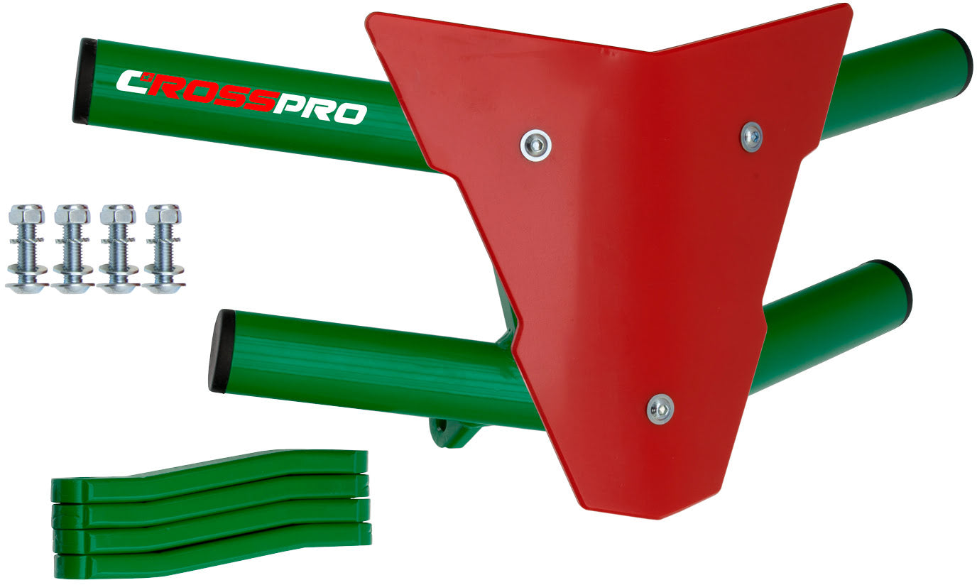 Crosspro - Front Bumper Waspe For Arctic Cat 400 DVX, Honda TRX 400, TRX 450, Honda TRX 400, Kawasaki KFX 400, Suzuki LT-Z 400-Green Tube / Red Plate