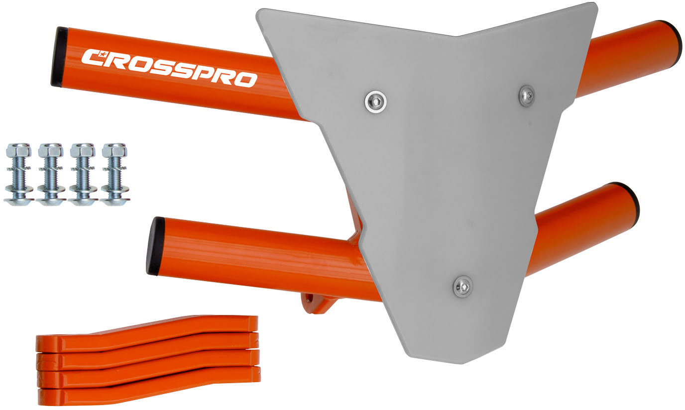 Crosspro - Front Bumper Waspe For Yamaha YFM 350 Raptor-Orange Tube / White Plate