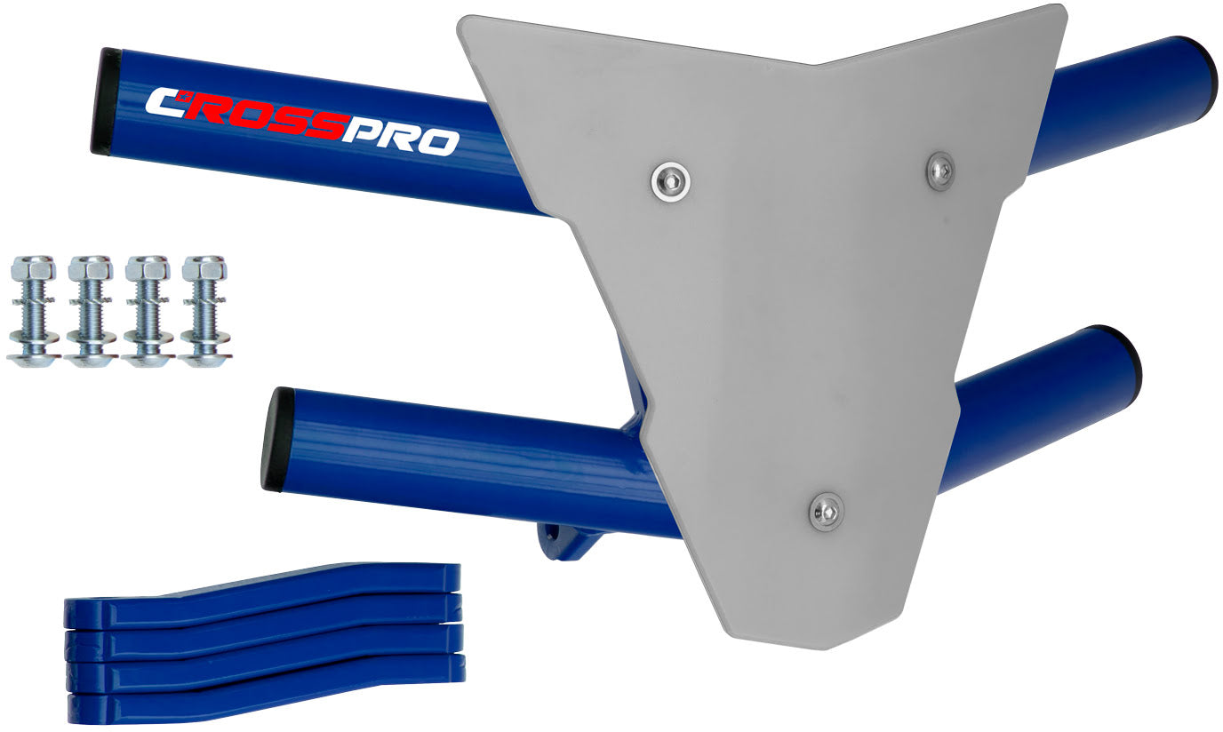 Crosspro - Front Bumper Waspe For Yamaha YFM 350 Raptor-Blue Tube / White Plate