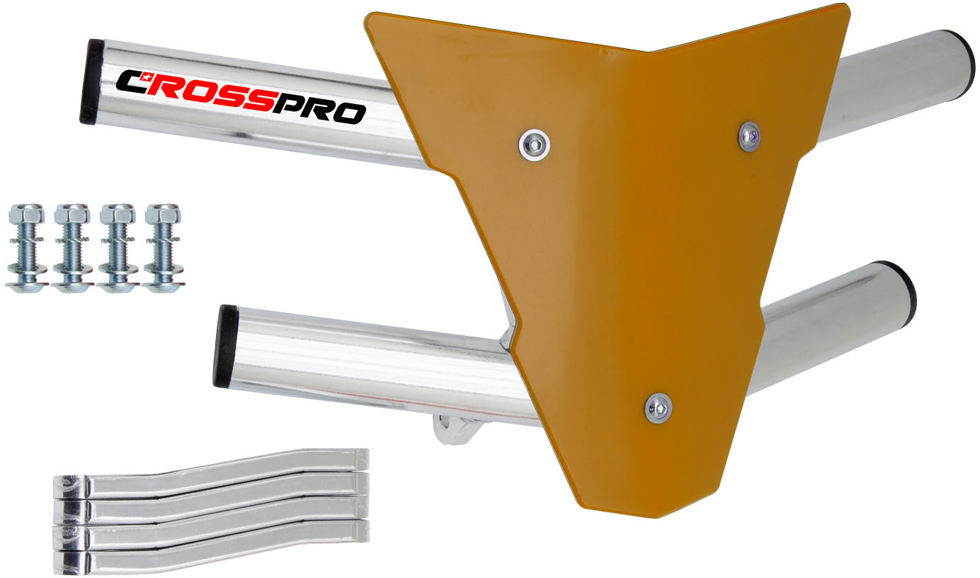 Crosspro - Front Bumper Waspe For Yamaha YFM 350 Raptor-Polish Tubo / Yellow Plate