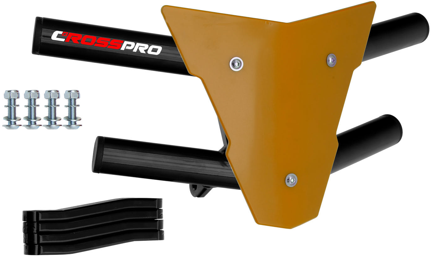 Crosspro - Front Bumper Waspe For Arctic Cat 400 DVX, Honda TRX 400, TRX 450, Honda TRX 400, Kawasaki KFX 400, Suzuki LT-Z 400-Black Tube / Yellow Plate