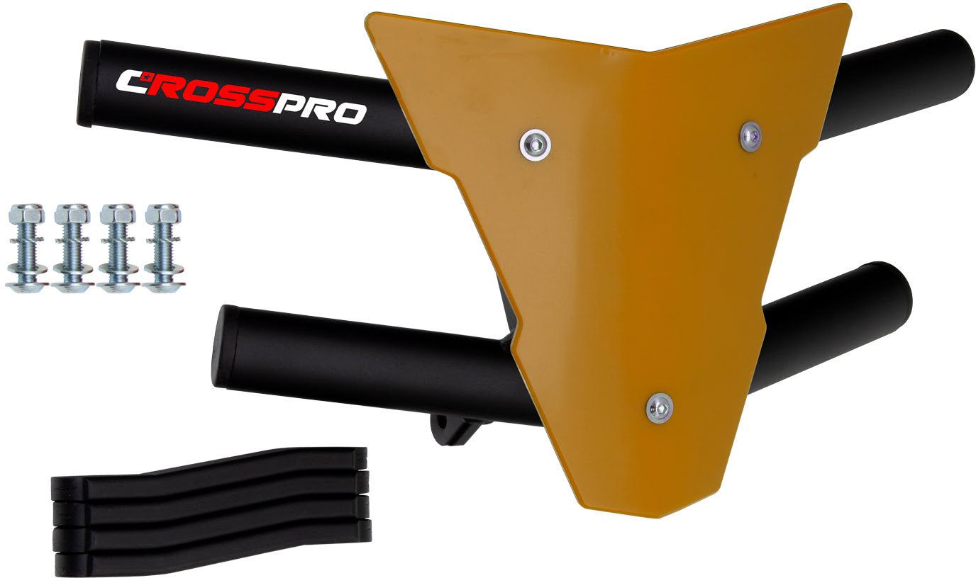 Crosspro - Front Bumper Waspe For Yamaha YFM 350 Raptor-Textured Black Tube / Yellow Plate