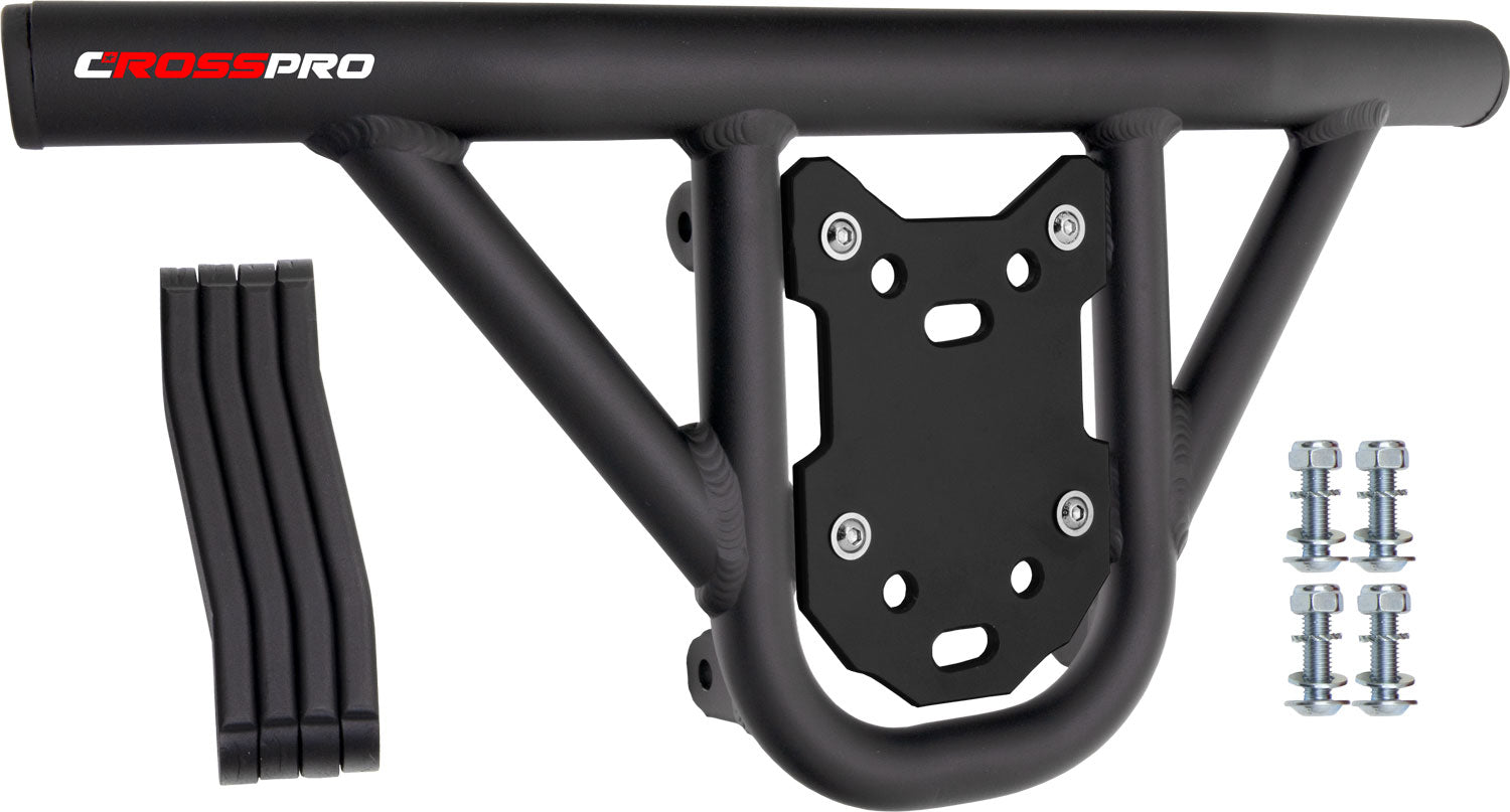 Crosspro - Front Bumper Hat For Yamaha YFM 700 Raptor-Textured Black Tube / Black Plate