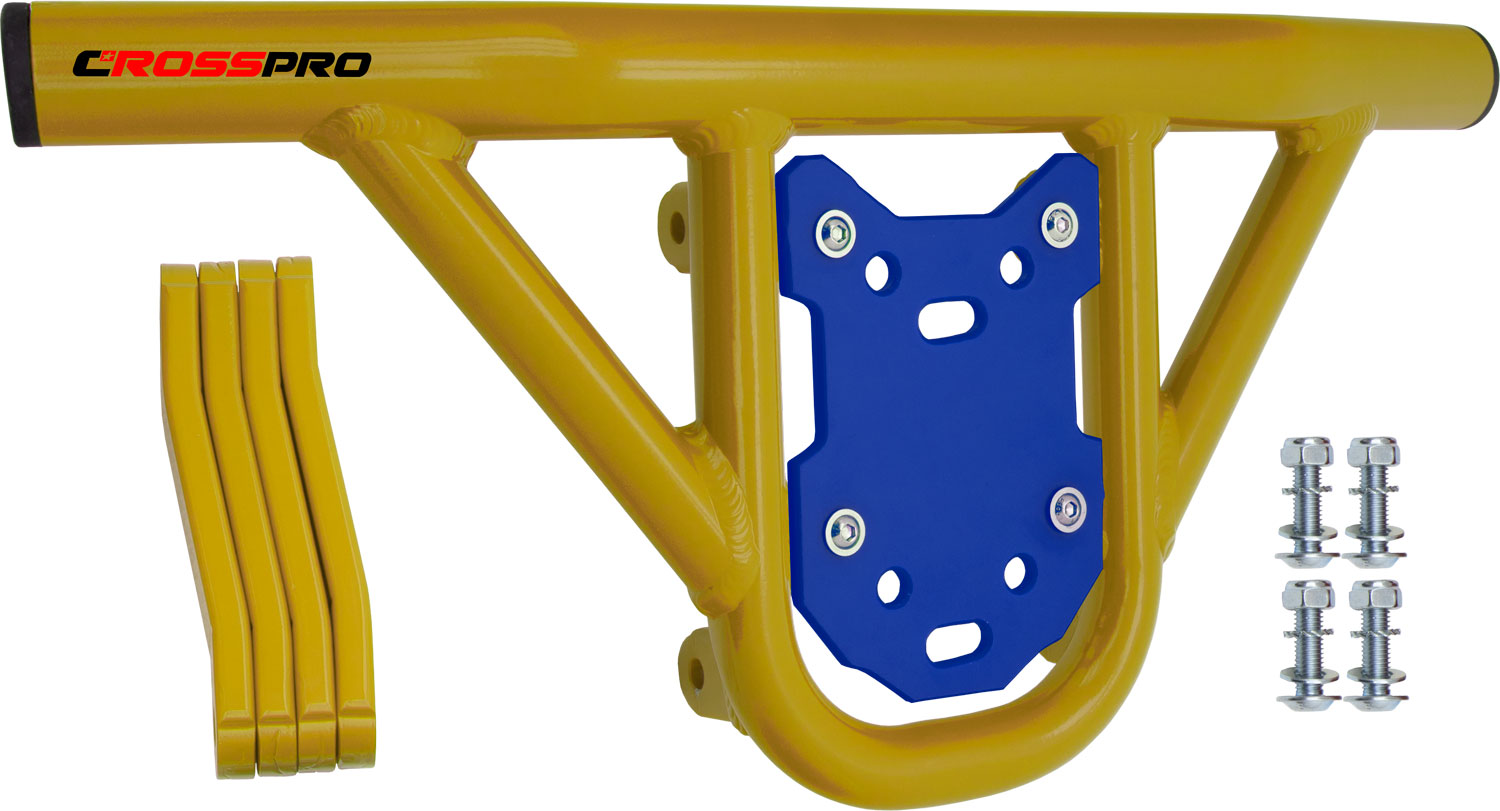 Crosspro - Front Bumper Hat For Yamaha YFM 250 Raptor-Yellow Tube / Blue Plate