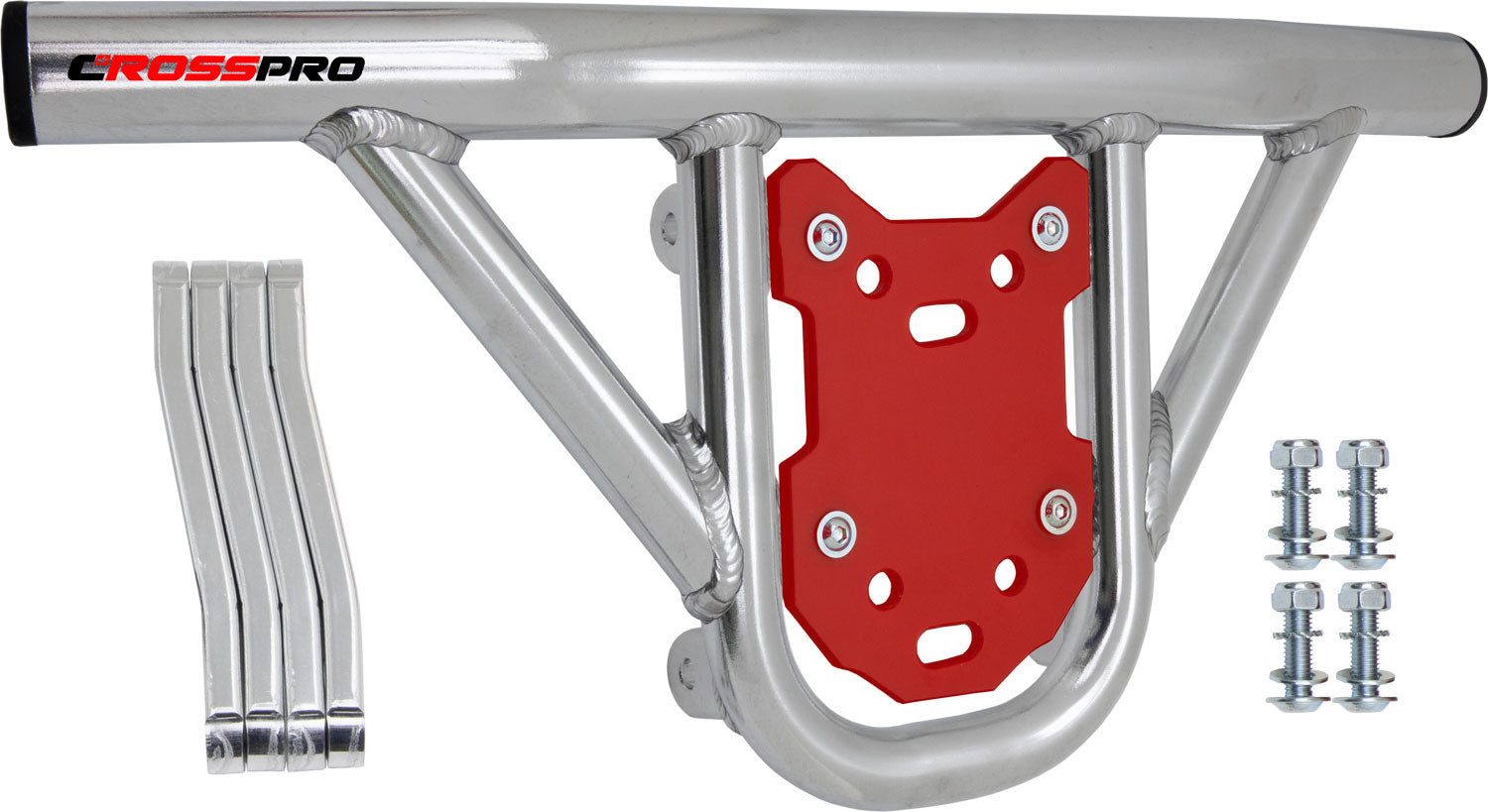 Crosspro - Front Bumper Hat For Suzuki LT-R 450-Polish Tubo / Red Plate