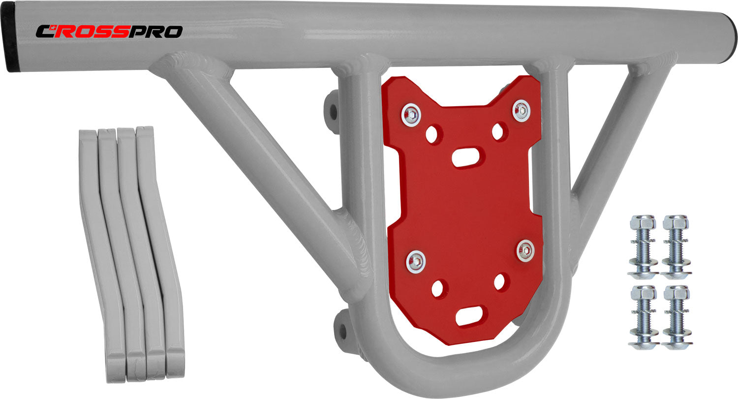 Crosspro - Front Bumper Hat For 450 XC (ATV), 525 XC (ATV), KTM 450 SX (ATV), 505 SX (ATV)-White Tube / Red Plate