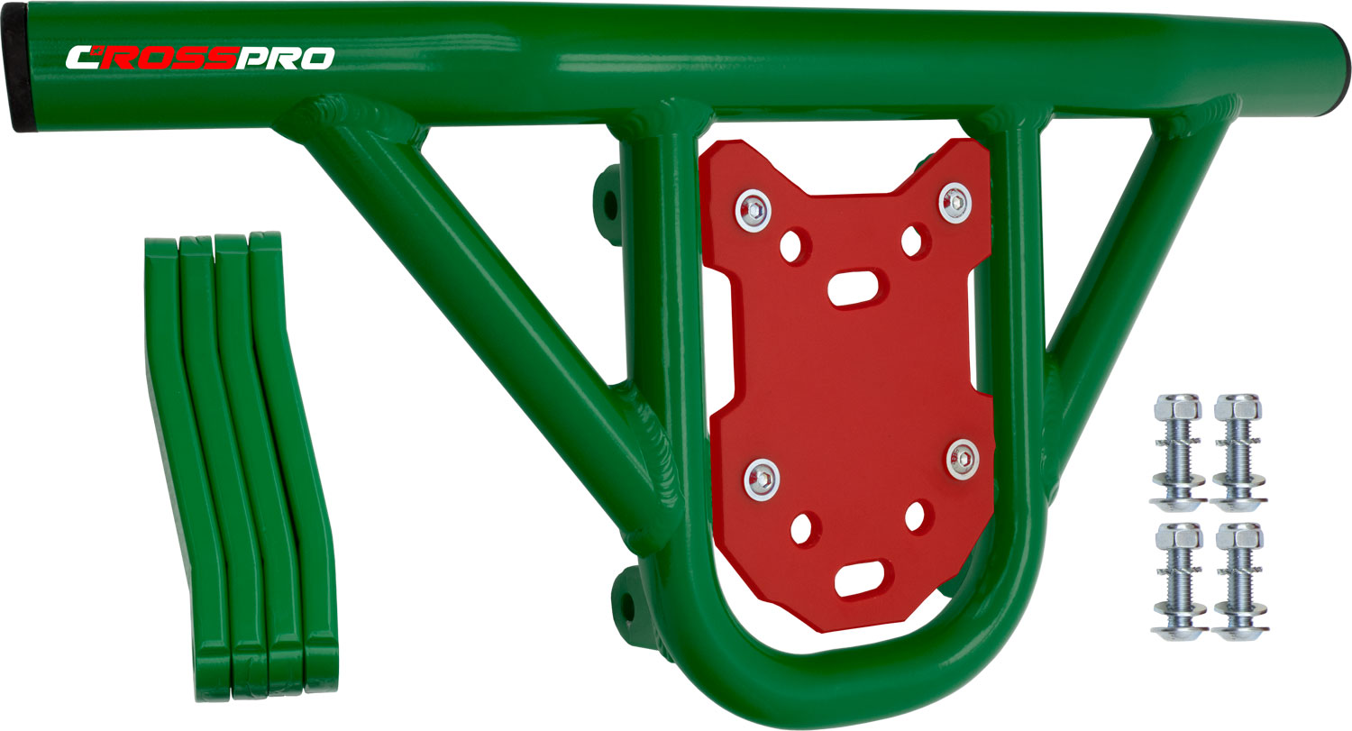 Crosspro - Front Bumper Hat For Yamaha YFM 700 Raptor-Green Tube / Red Plate