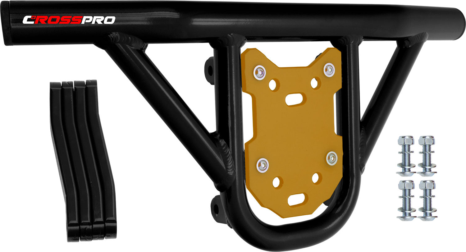 Crosspro - Front Bumper Hat For Yamaha YFM 700 Raptor-Black Tube / Yellow Plate