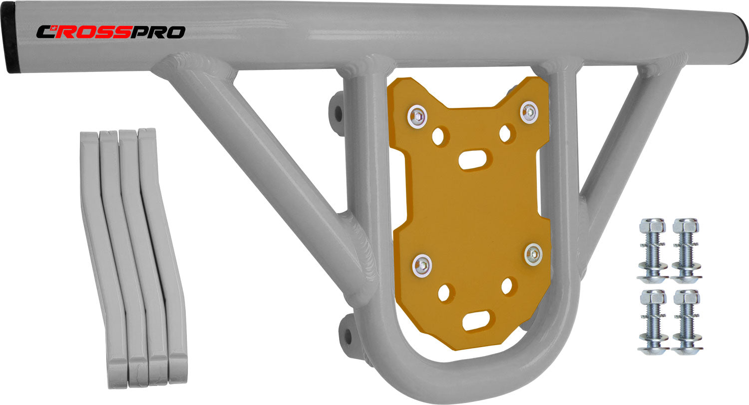 Crosspro - Front Bumper Hat For Kawasaki KFX 450R-White Tube / Yellow Plate
