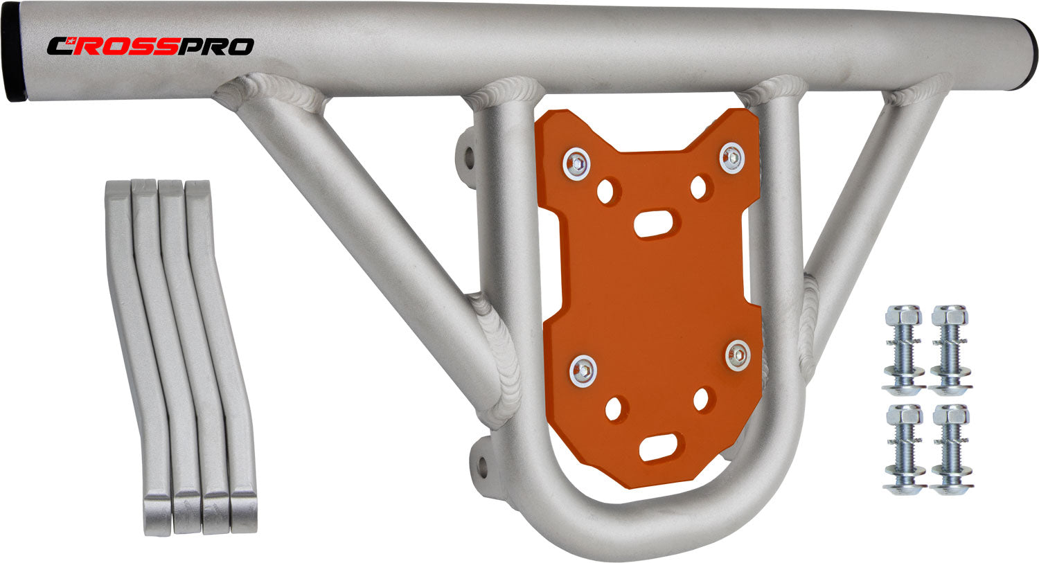 Crosspro - Front Bumper Hat For Yamaha YFM 660 Raptor-Ice Polish Tube / Orange Plate