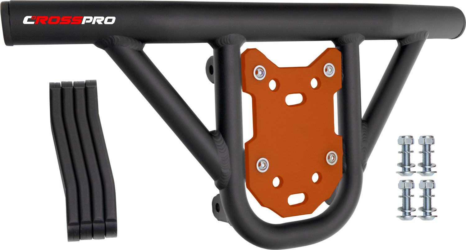 Crosspro - Front Bumper Hat For Yamaha YFM 660 Raptor-Textured Black Tube / Orange Plate