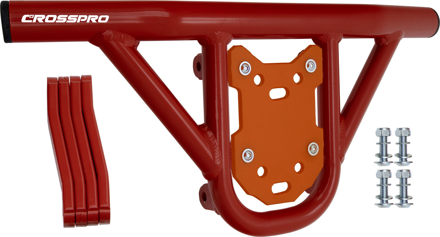 Crosspro - Front Bumper Hat For Yamaha YFM 700 Raptor-Red Tube / Orange Plate
