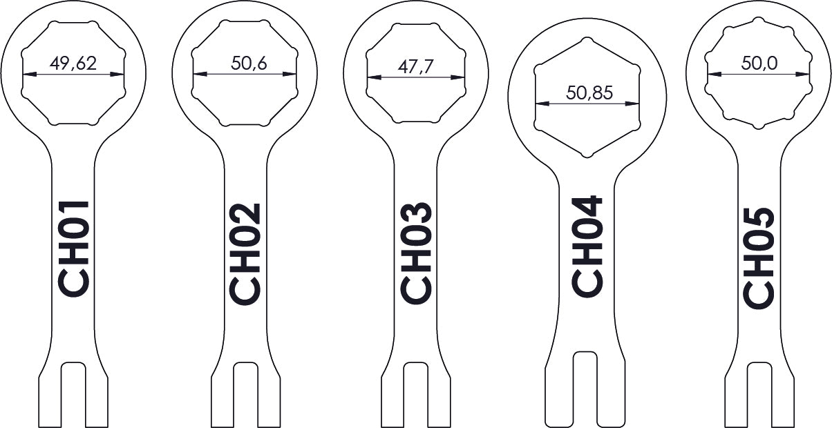 Crosspro - Fork Tool 50mm - Octagonal For Honda CRF 450R, CRF 450RX, Honda CRF 250R, CRF 250RX, CRF 300RX, Kawasaki KLX 450, KX 450F, KX 450XC, SEF 450R, SE 250R, SE 300R, SEF 250R, SEF 300R, Sherco SE 125R, Sherco SEF 250R, SEF 300R, Yamaha WR 250 F-Black
