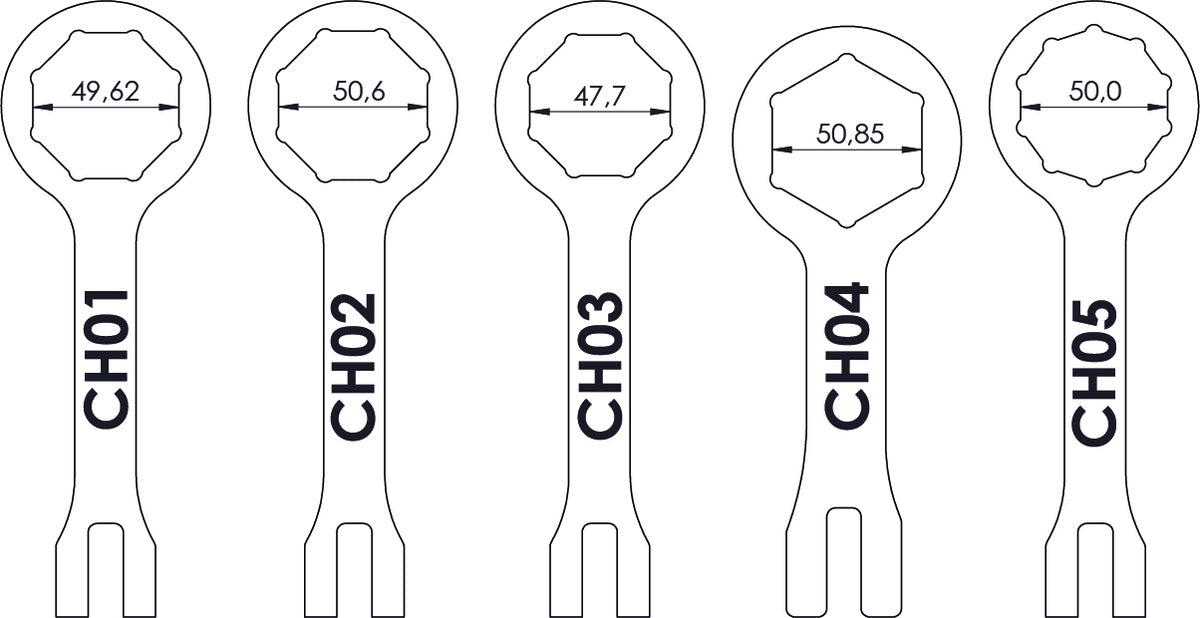 Crosspro - Fork Tool 50mm - Octagonal For Honda CRF 450R, CRF 450RX, Honda CRF 250R, CRF 250RX, CRF 300RX, Kawasaki KLX 450, KX 450F, KX 450XC, SEF 450R, SE 250R, SE 300R, SEF 250R, SEF 300R, Sherco SE 125R, Sherco SEF 250R, SEF 300R, Yamaha WR 250 F-Black