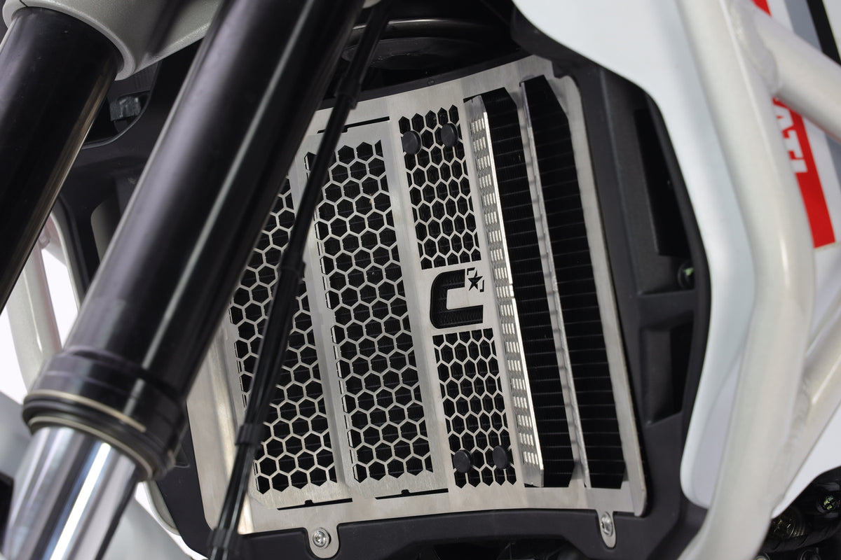 Crosspro - Front Radiator Guard for Ducati DesertX 2022-2024 Brushed Stainless Steel  2CP227085A0014 5608345741036