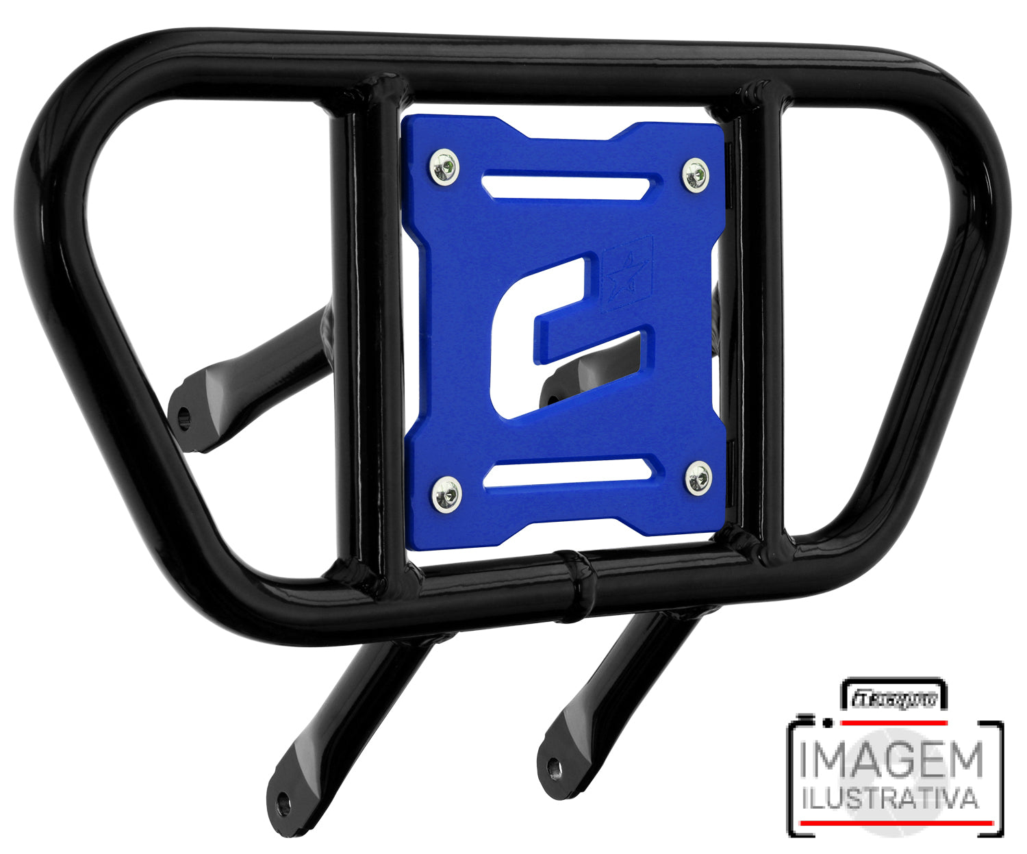 Crosspro - Front Bumper CR01 For Kawasaki KFX 450R-Black Tube / Blue Plate