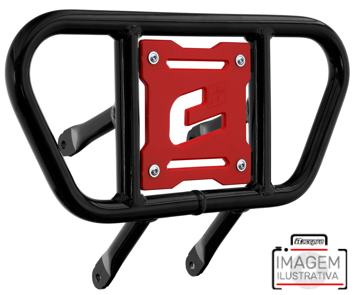 Crosspro - Front Bumper CR01 For Yamaha YFM 660 Raptor-Black Tube / Red Plate