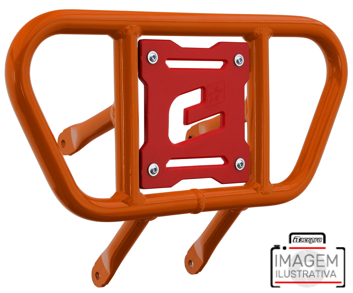 Crosspro - Front Bumper CR01 For Kawasaki KFX 450R-Orange Tube / Red Plate